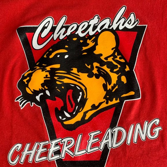 Vintage Cheetah Cheerleading t shirt - cropped- - Picture 1 of 3